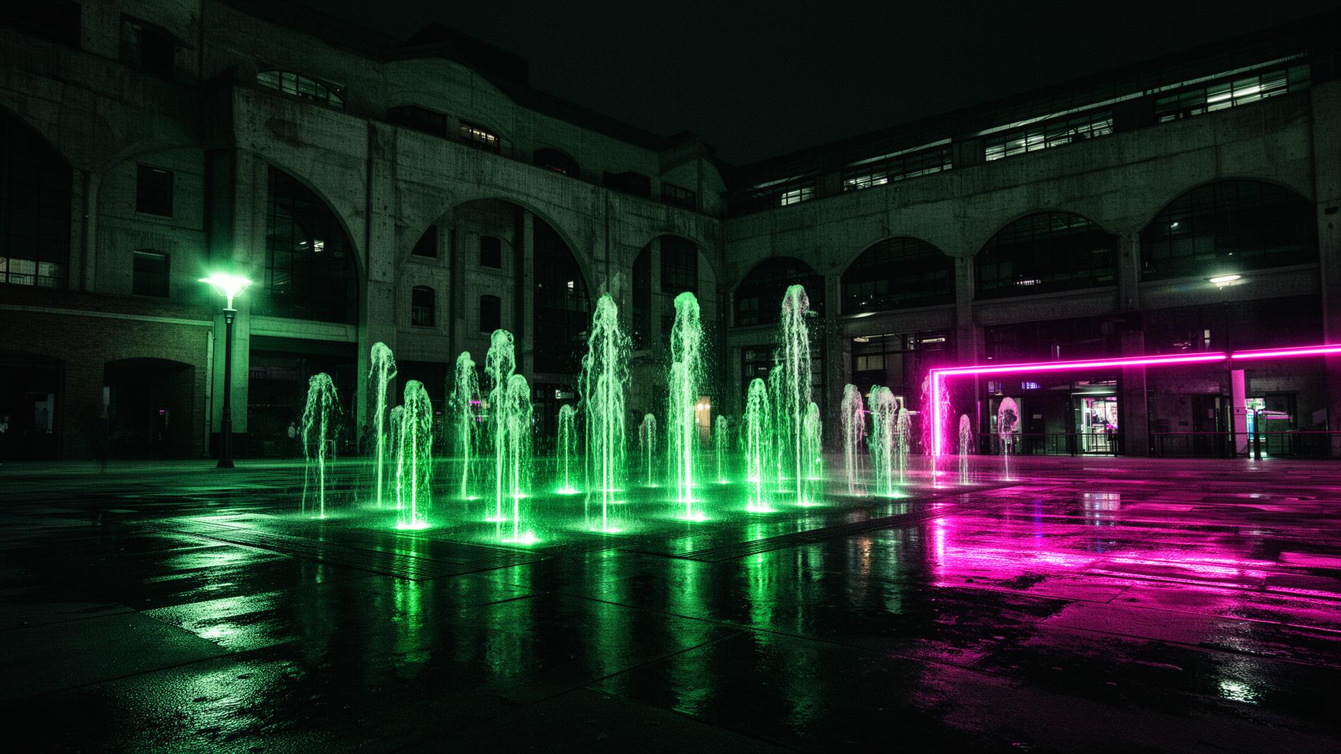 Kings Cross at night with neon reflections